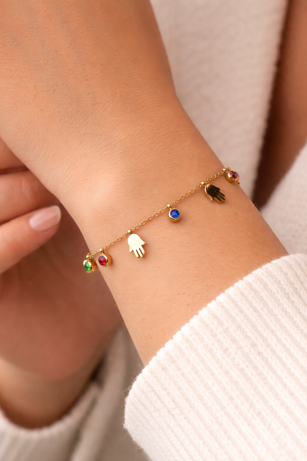 Rainbow Hand Charm Bracelet