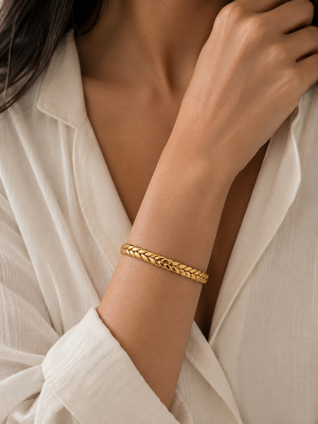 Golden Leaf Braid Cuff