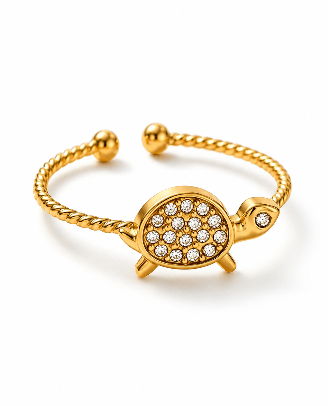 Turtle Crystal Cuff Ring