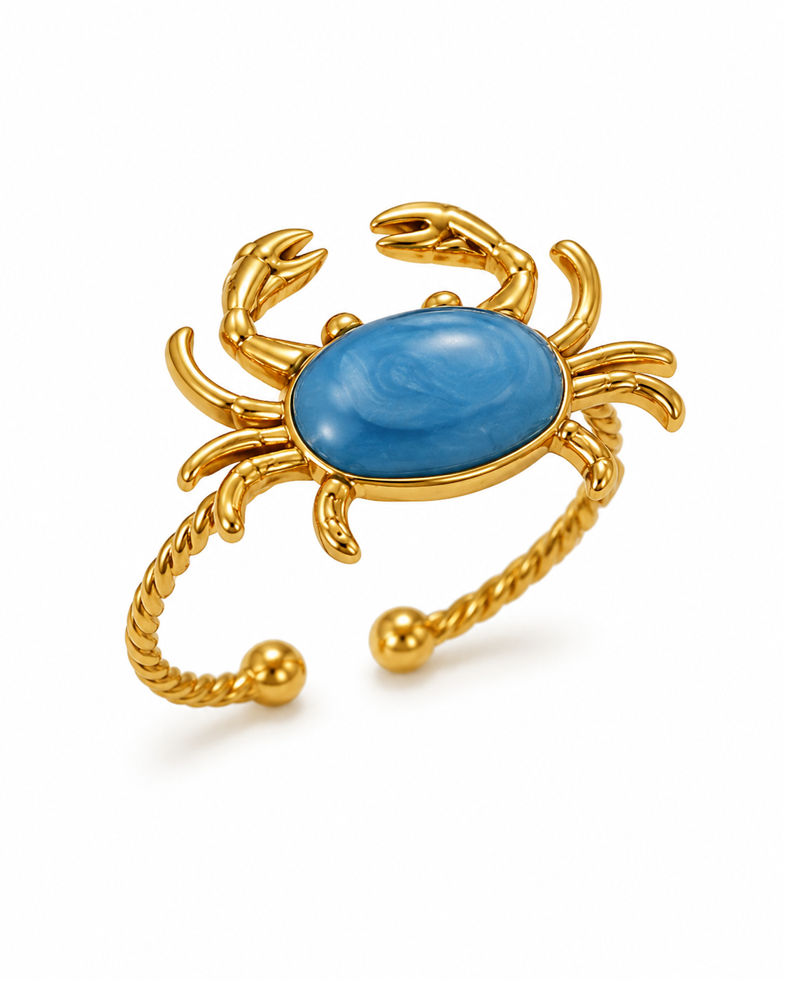 Blue Crab Statement Cuff Ring