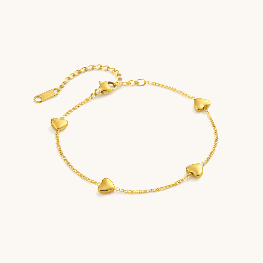 Golden Heart Link Bracelet