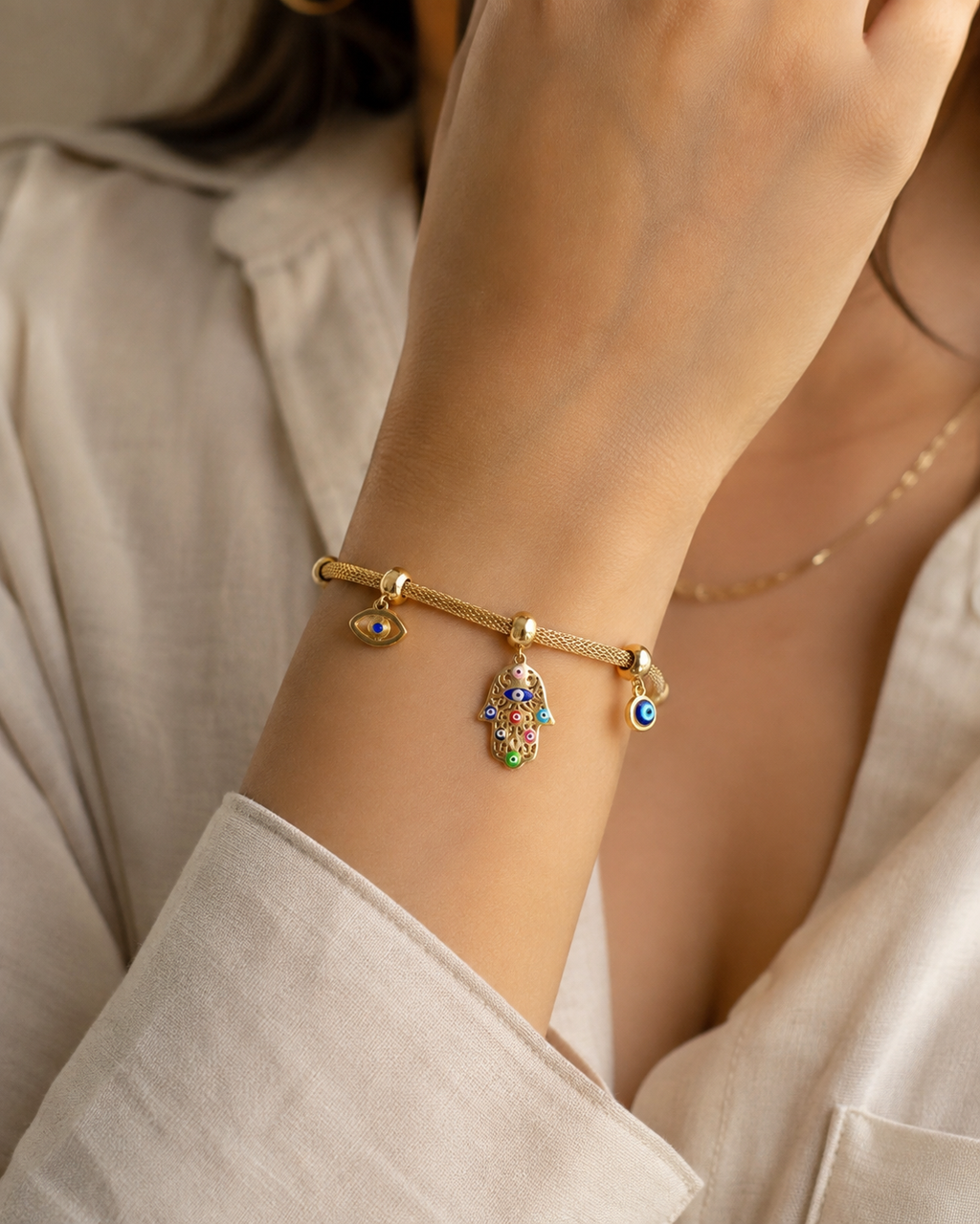 Evil Eye Hamsa Charm Bracelet