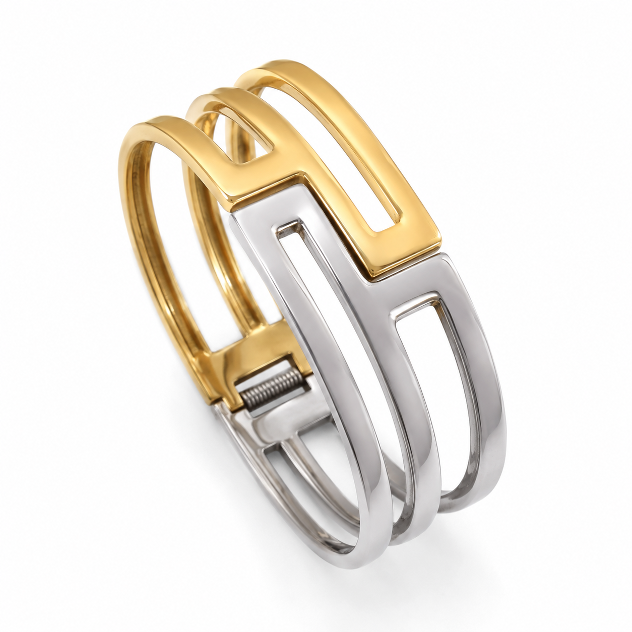 Luxe Dual-Tone Geometric Bangle