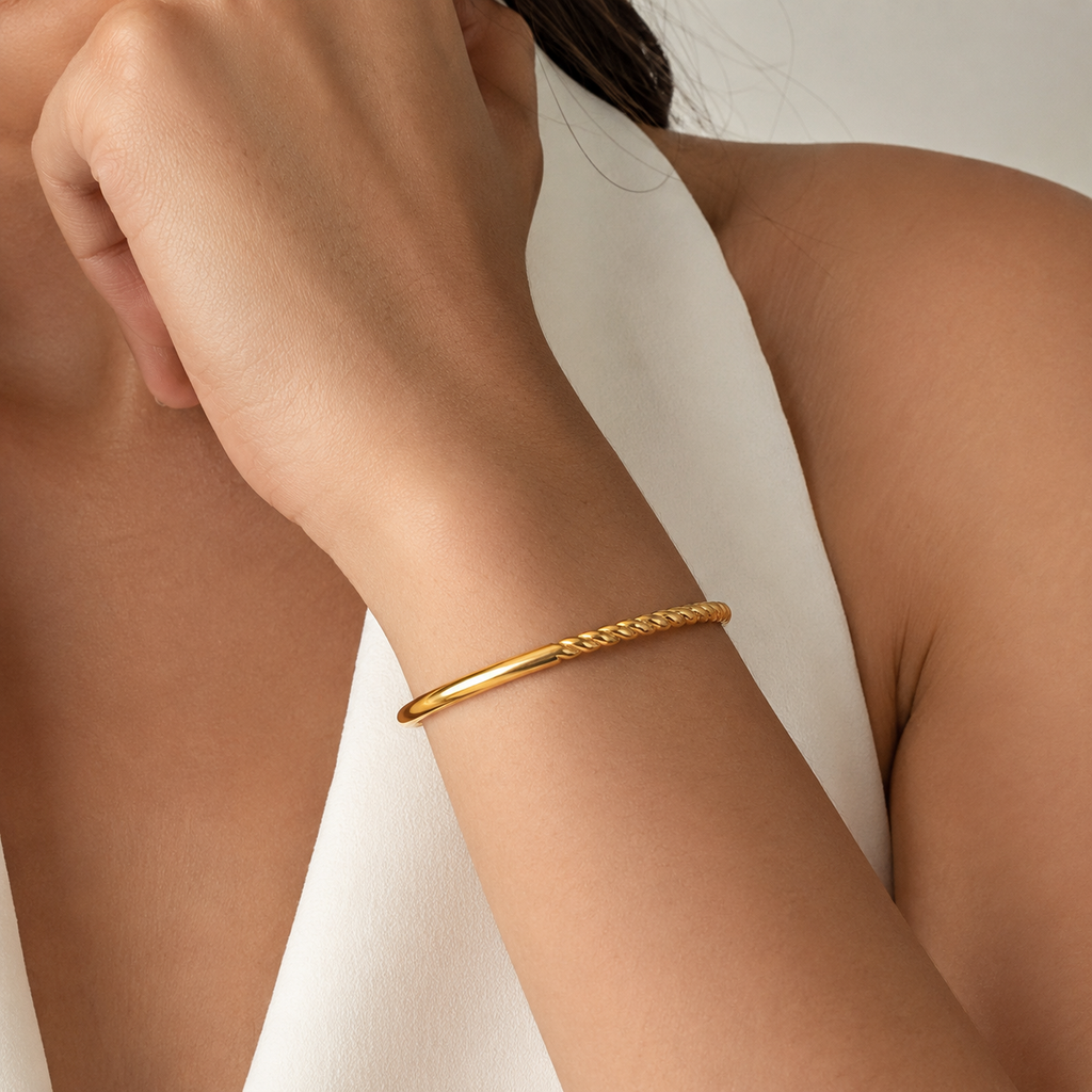 Twisted Elegance Gold Cuff Bracelet