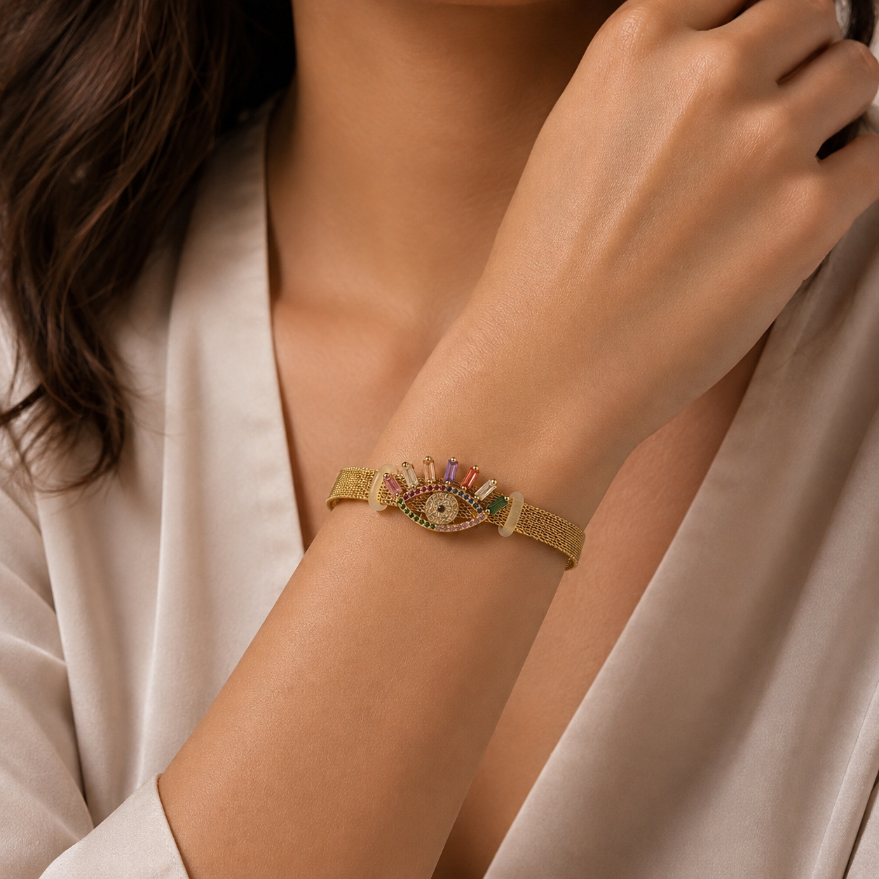 Rainbow Eye Mesh Bracelet
